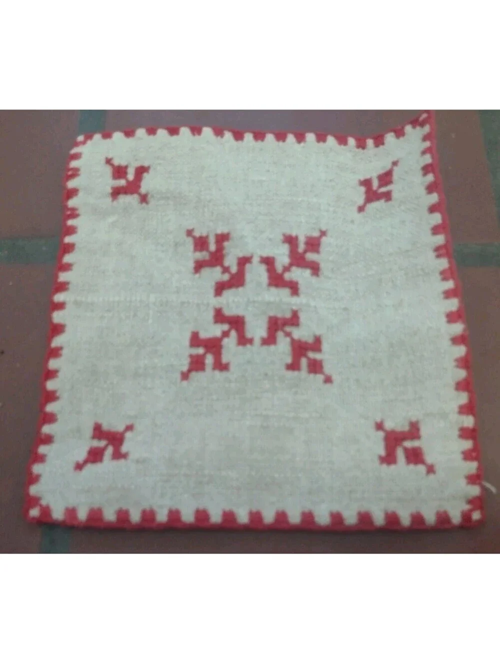 Vintage Folk Art Embroidered Linen Textile Lot Redwork Table Linens Pillow